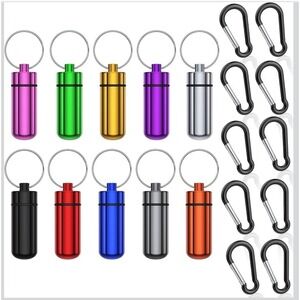 Urekt Keychain Pill Holder Small Waterproof Aluminum Alloy Container Assorted